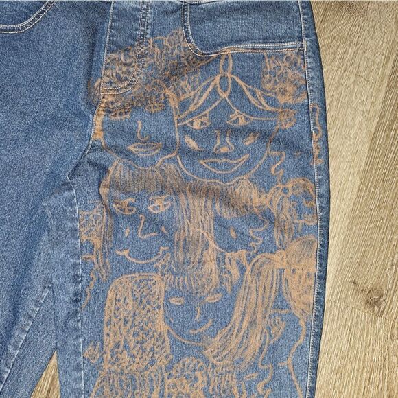 🌴JEANS NWOT  Straight From The Product Sample Line HAND PAINTED - Picture 1 of 12